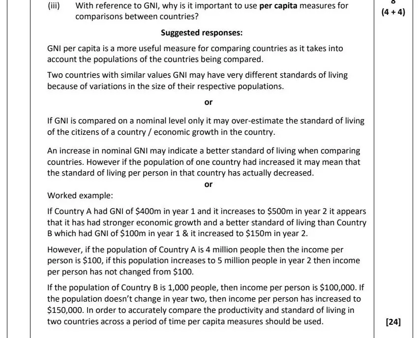 2021 Question 15 (b) marking scheme extract