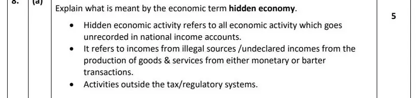 2022 Question 8 (a) marking scheme extract