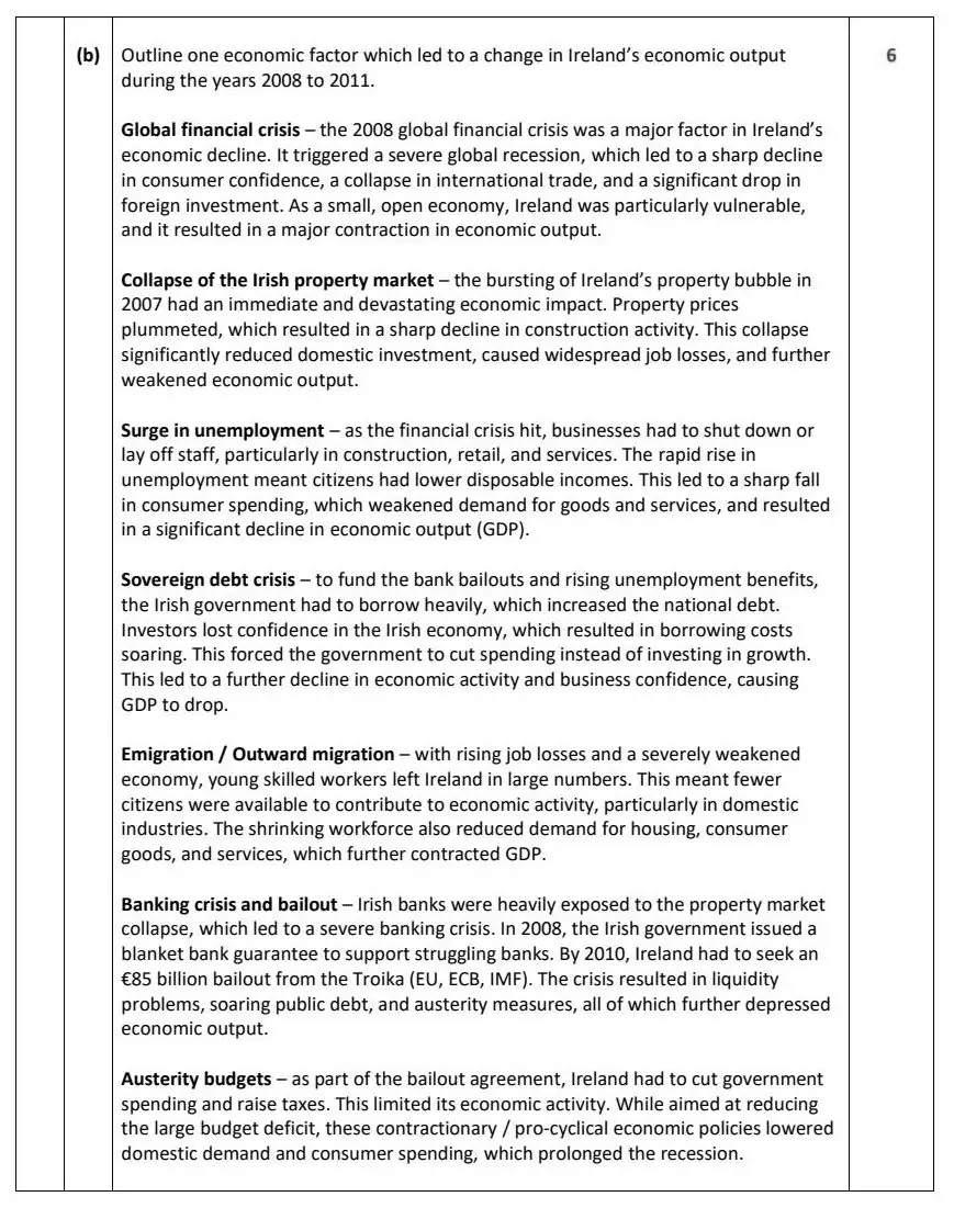 2025 Question 10 marking scheme extract