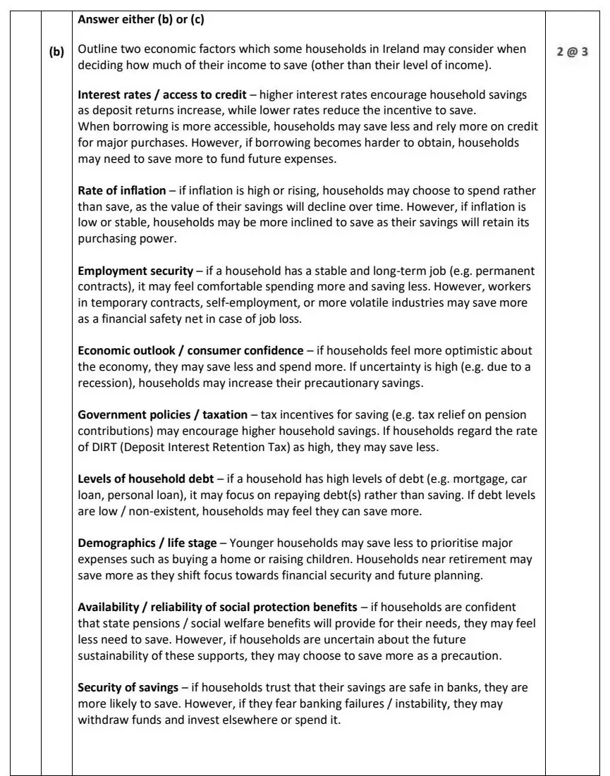 2025 Question 2 marking scheme extract