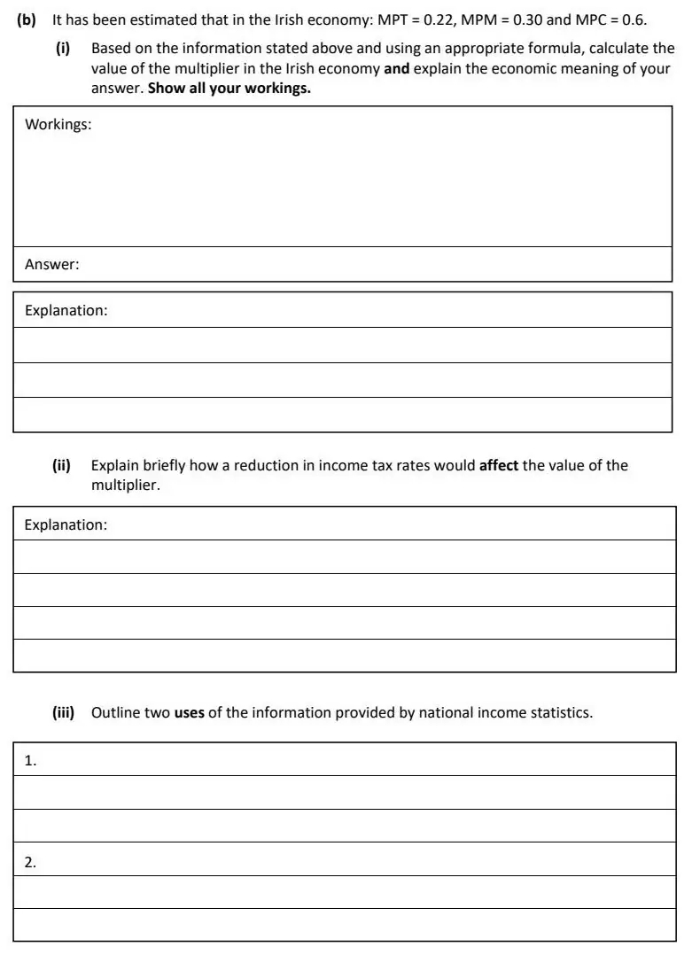 2024 Question 11 (b) exam extract