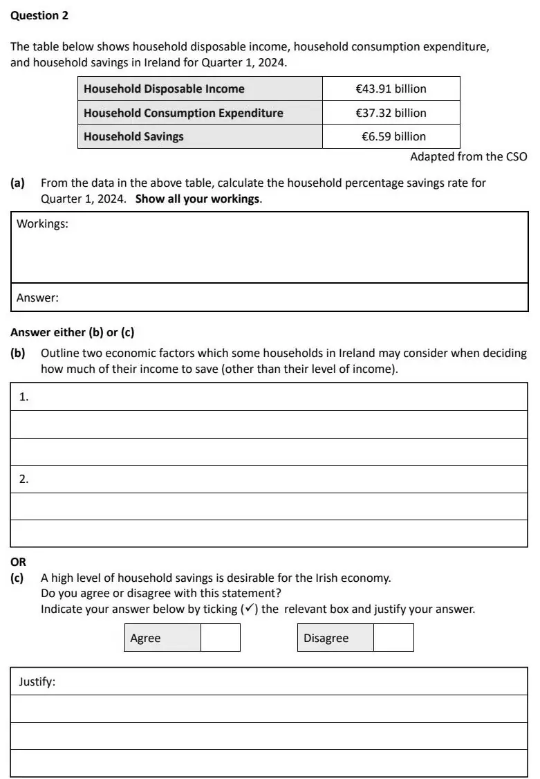 2025 Question 2 exam extract
