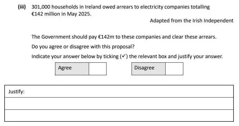 2026 Question 14 (b) exam extract