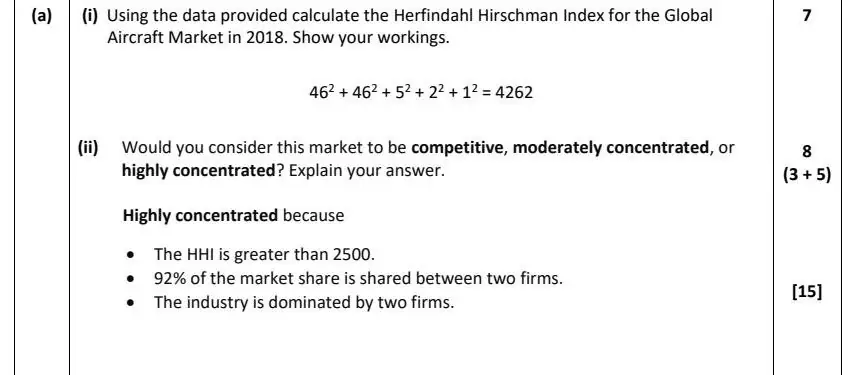 2021 Question 11 (a) marking scheme extract
