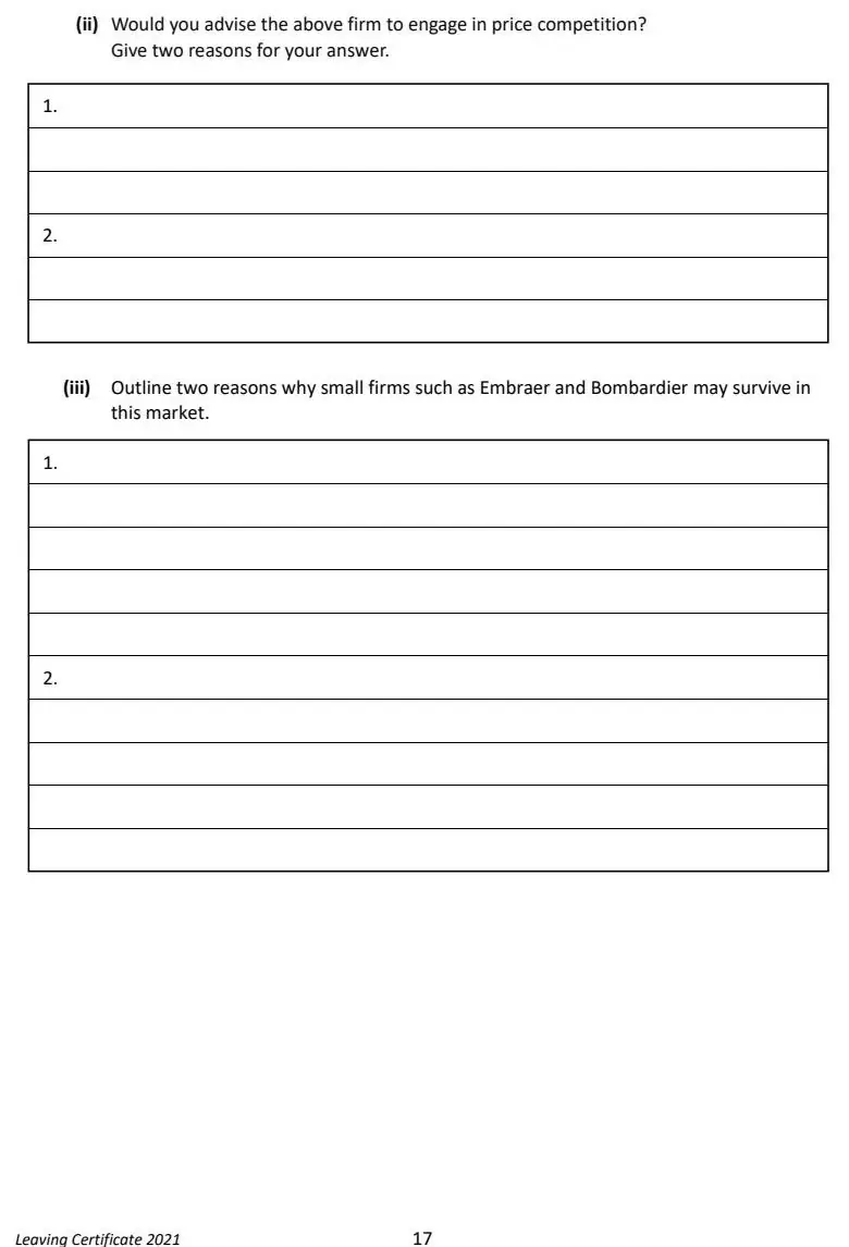 2021 Question 11 (b) exam extract