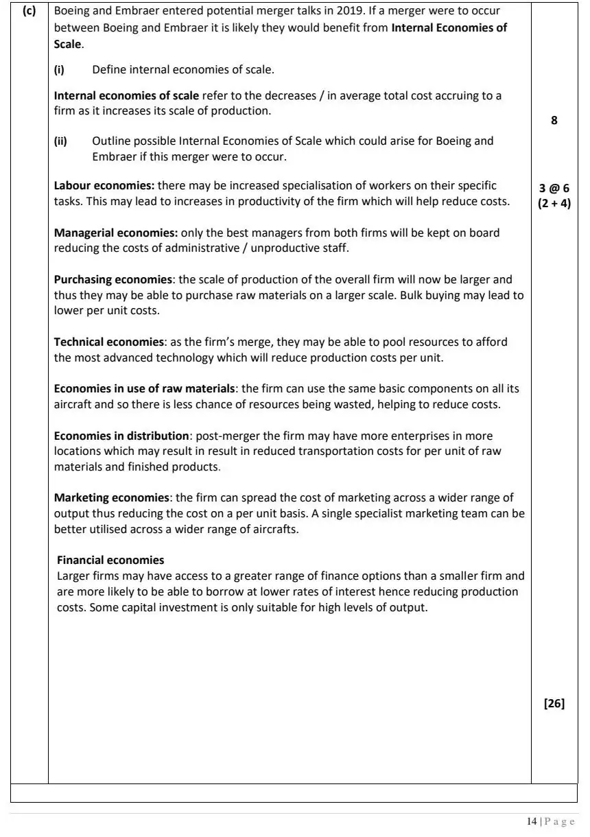 2021 Question 11 (c) marking scheme extract
