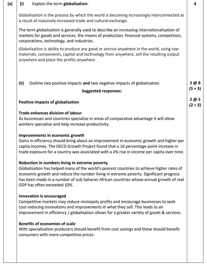 2021 Question 12 (a) marking scheme extract