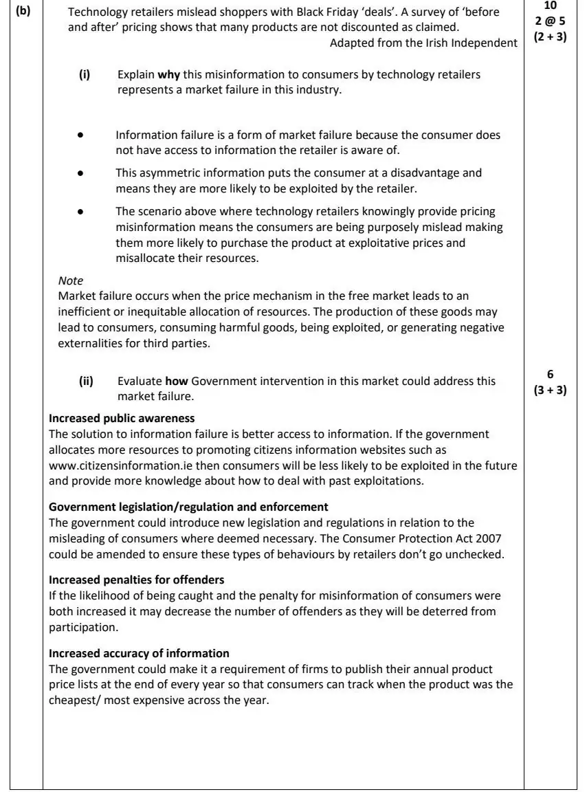 2021 Question 13 (b) marking scheme extract