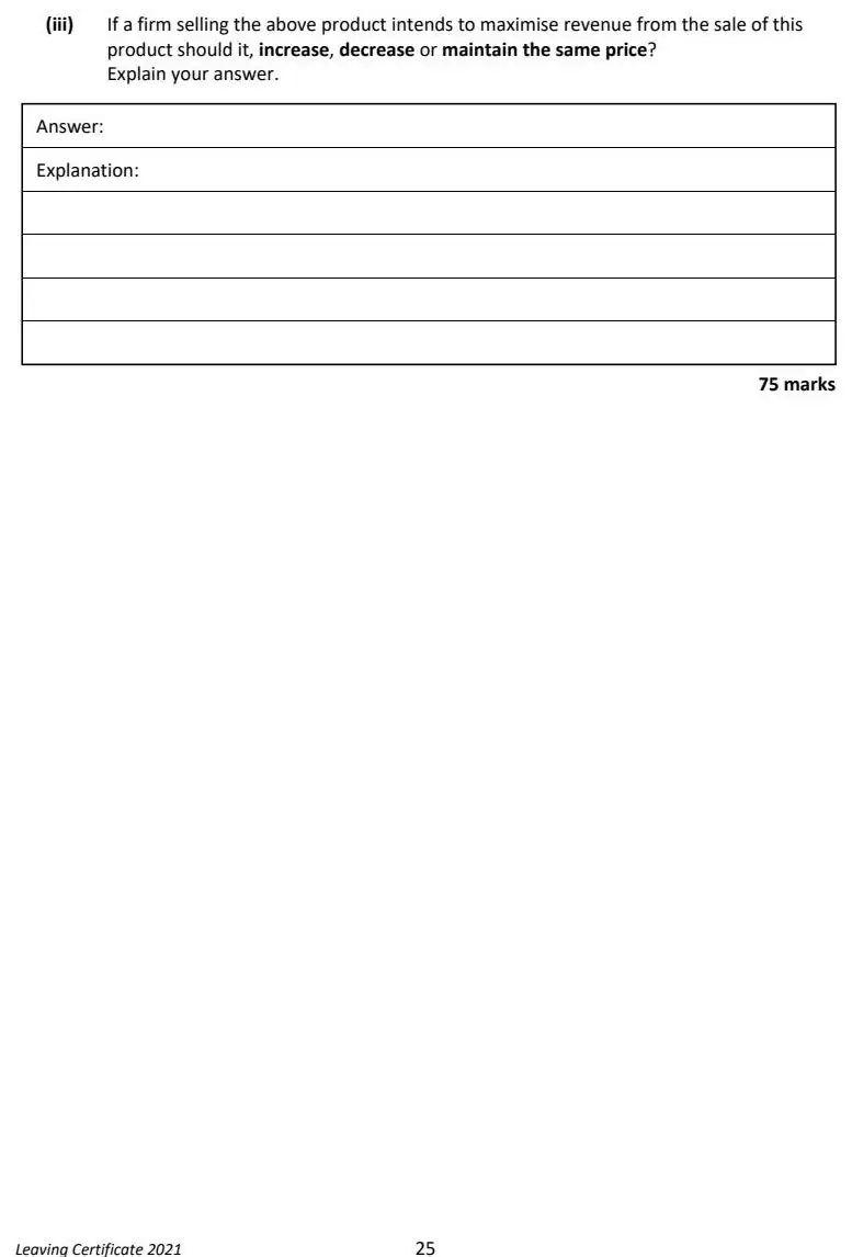 2021 Question 13 (c) exam extract