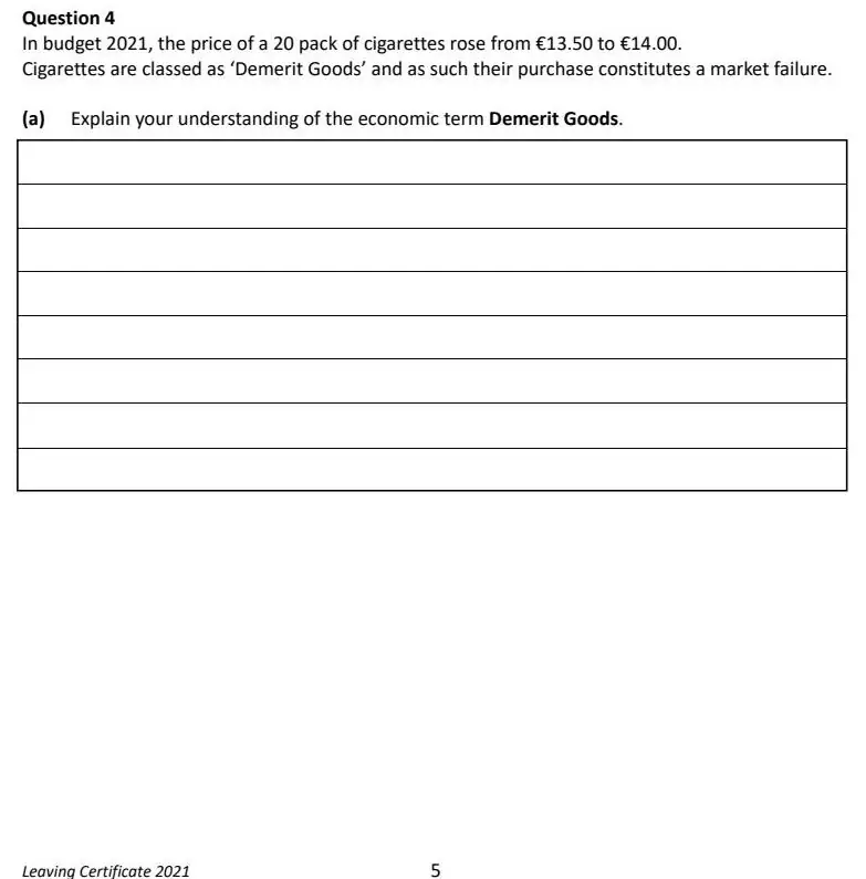 2021 Question 4 exam extract