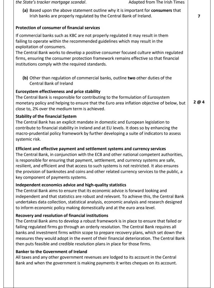 2021 Question 5 marking scheme extract