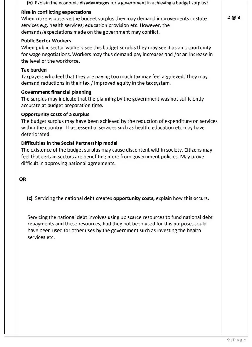 2021 Question 7 marking scheme extract