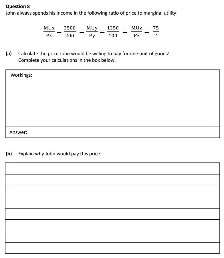 2021 Question 8 exam extract