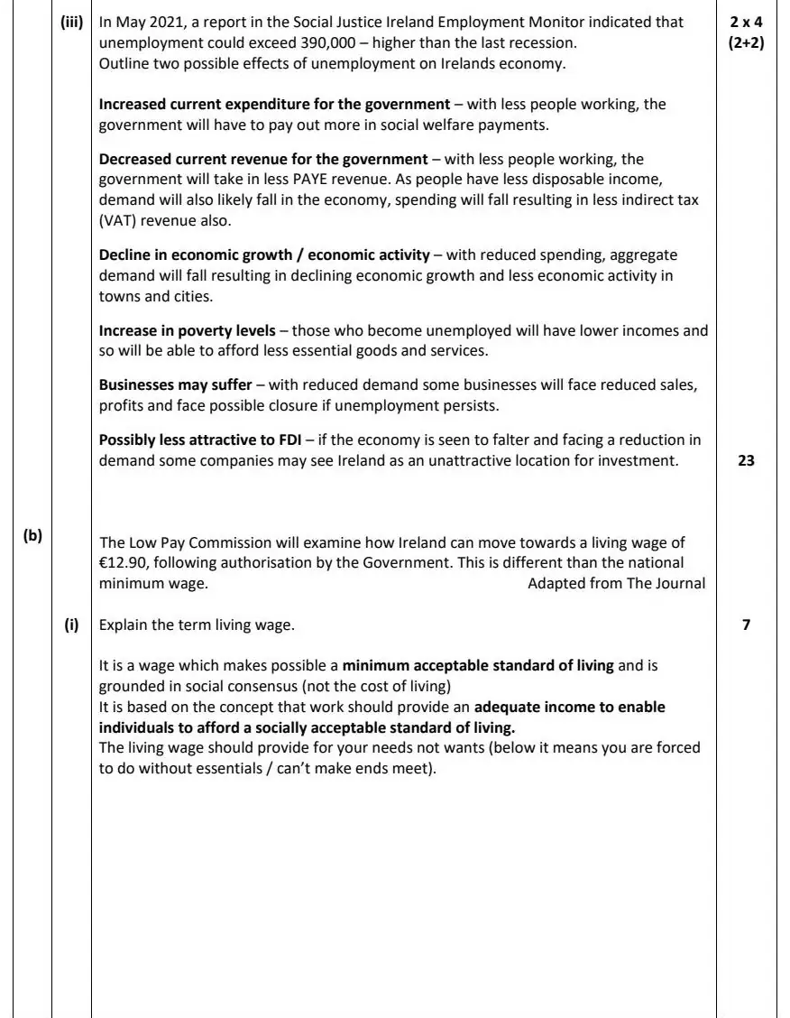 2022 Def Question 13 (a) & (b) marking scheme extract