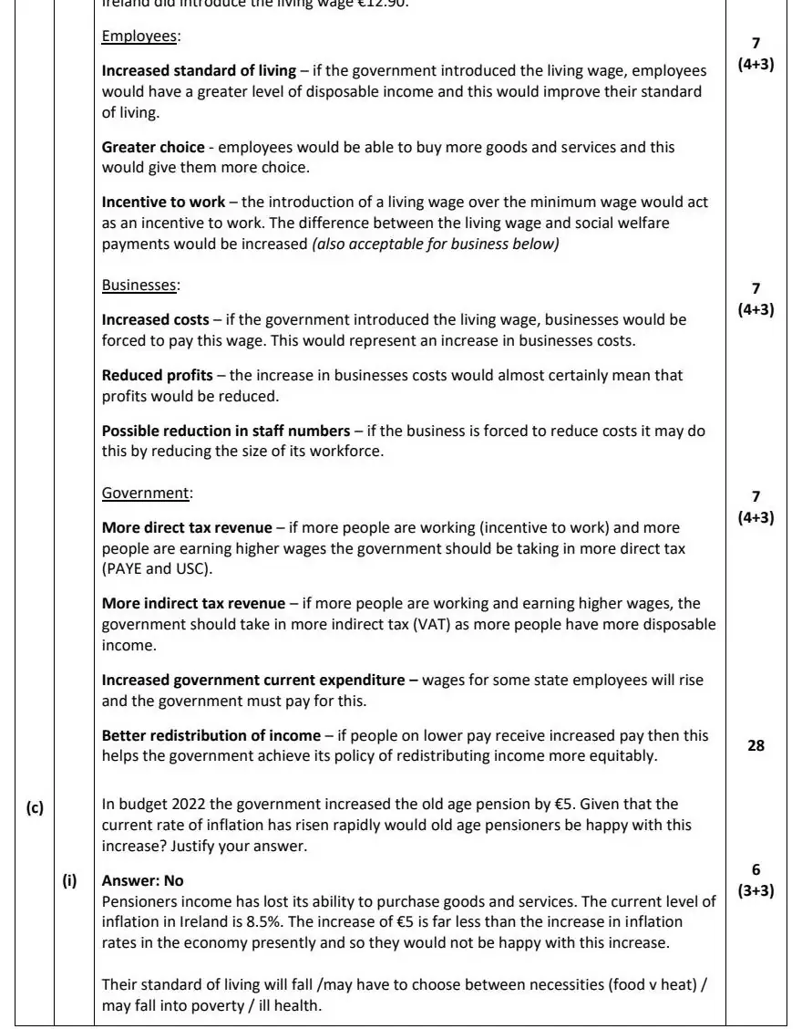 2022 Def Question 13 (c) marking scheme extract