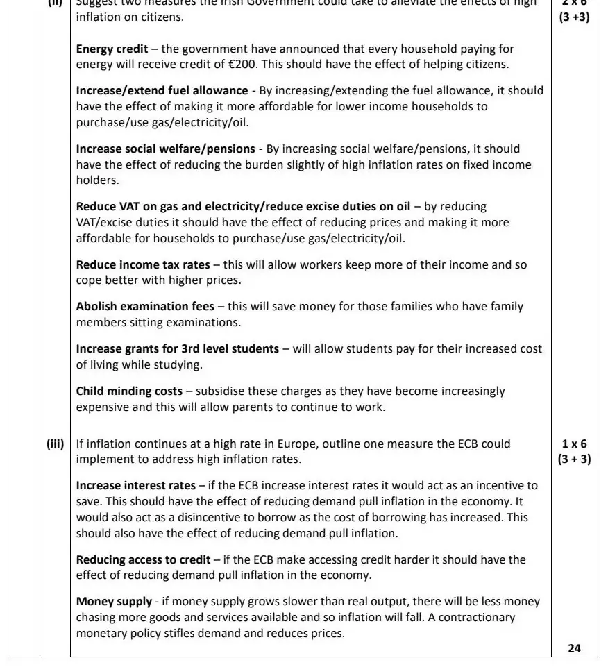2022 Def Question 13 (c) marking scheme extract
