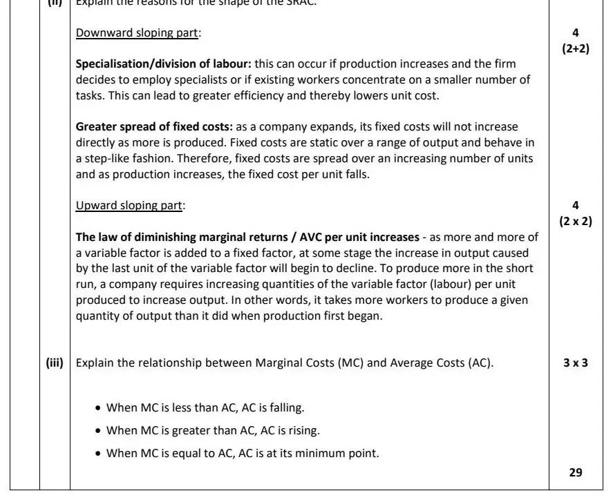 2022 Def Question 14 (c) marking scheme extract