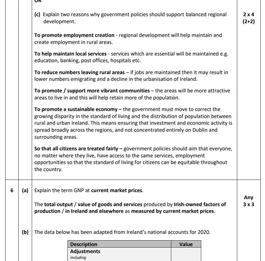 2022 Def Question 5 (c) marking scheme extract