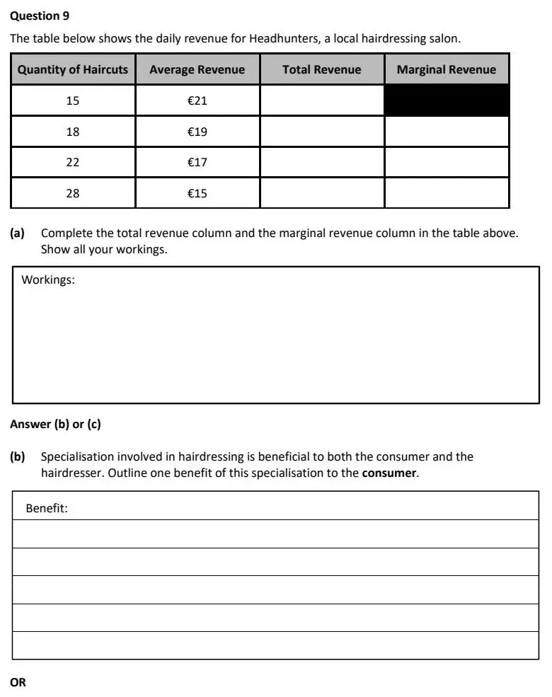 2022 Def Question 9 exam extract