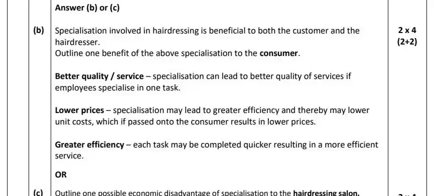 2022 Def Question 9 (b)/(c) marking scheme extract