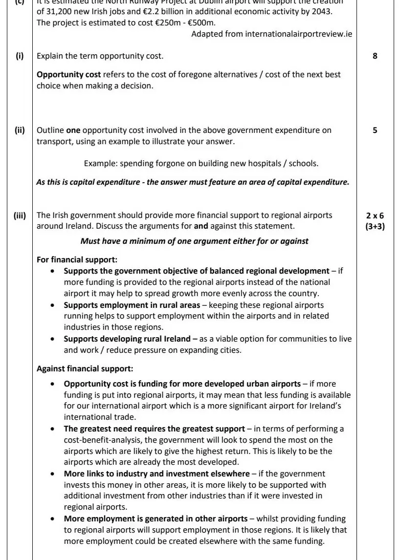 2022 Question 11 (b) marking scheme extract