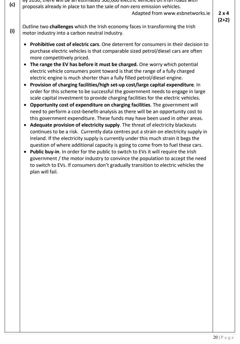 2022 Question 12 (c) marking scheme extract