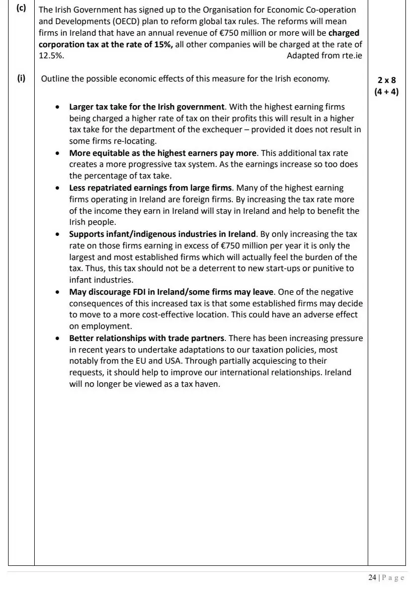 2022 Question 13 (c) marking scheme extract