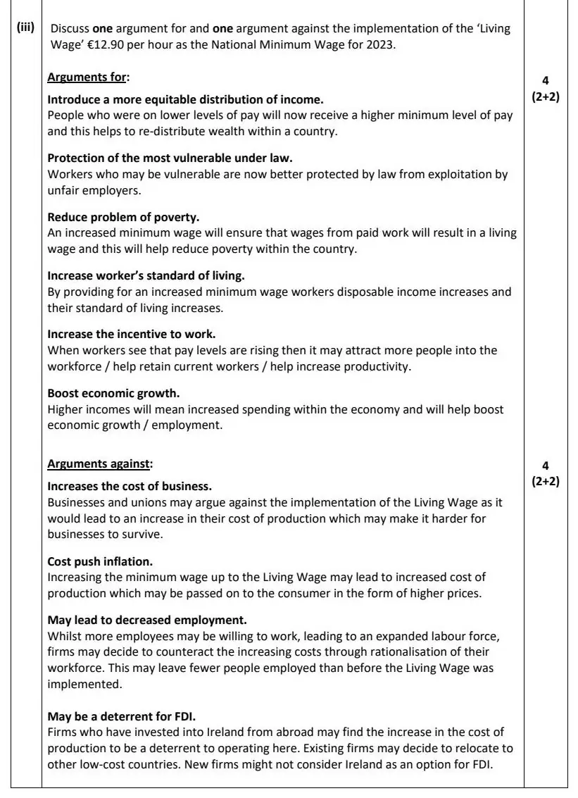 2022 Question 14 (c) marking scheme extract