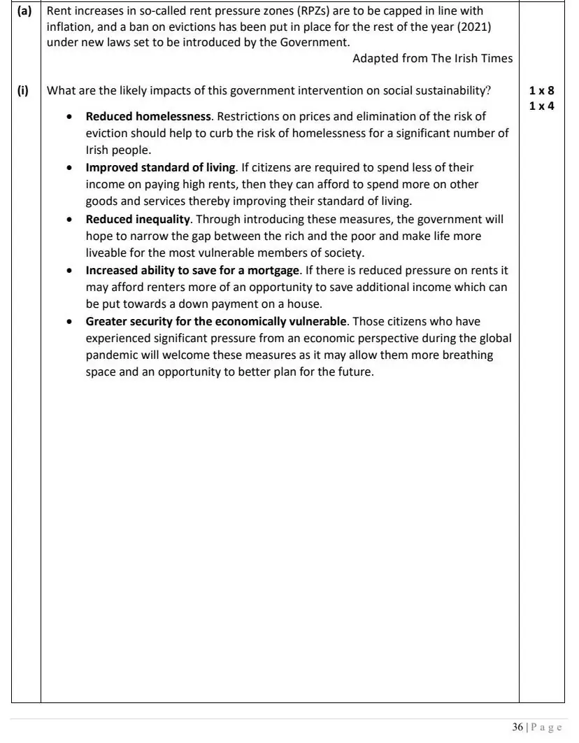 2022 Question 16 (a) marking scheme extract