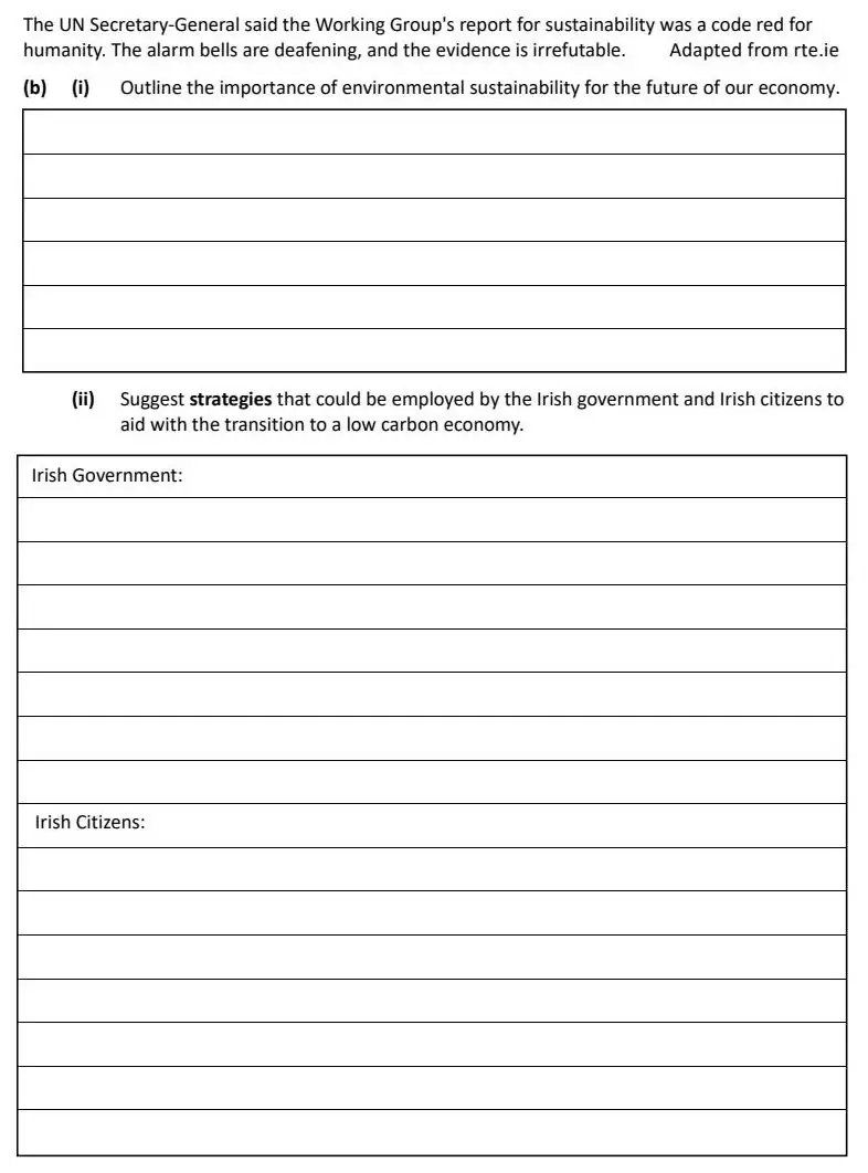 2022 Question 16 (b) & (c) exam extract