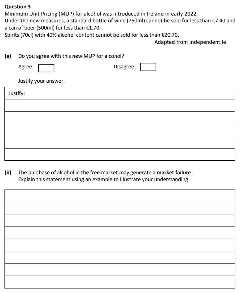 2022 Question 3 exam extract