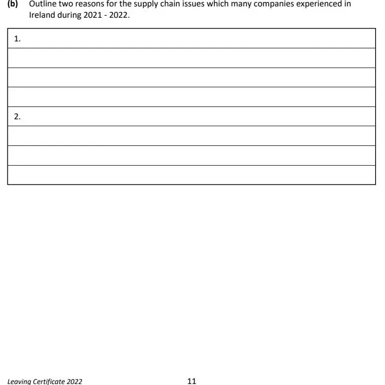 2022 Question 8 (b)/(c) exam extract