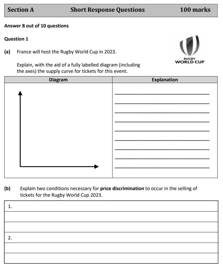 2023 Question 1 exam extract