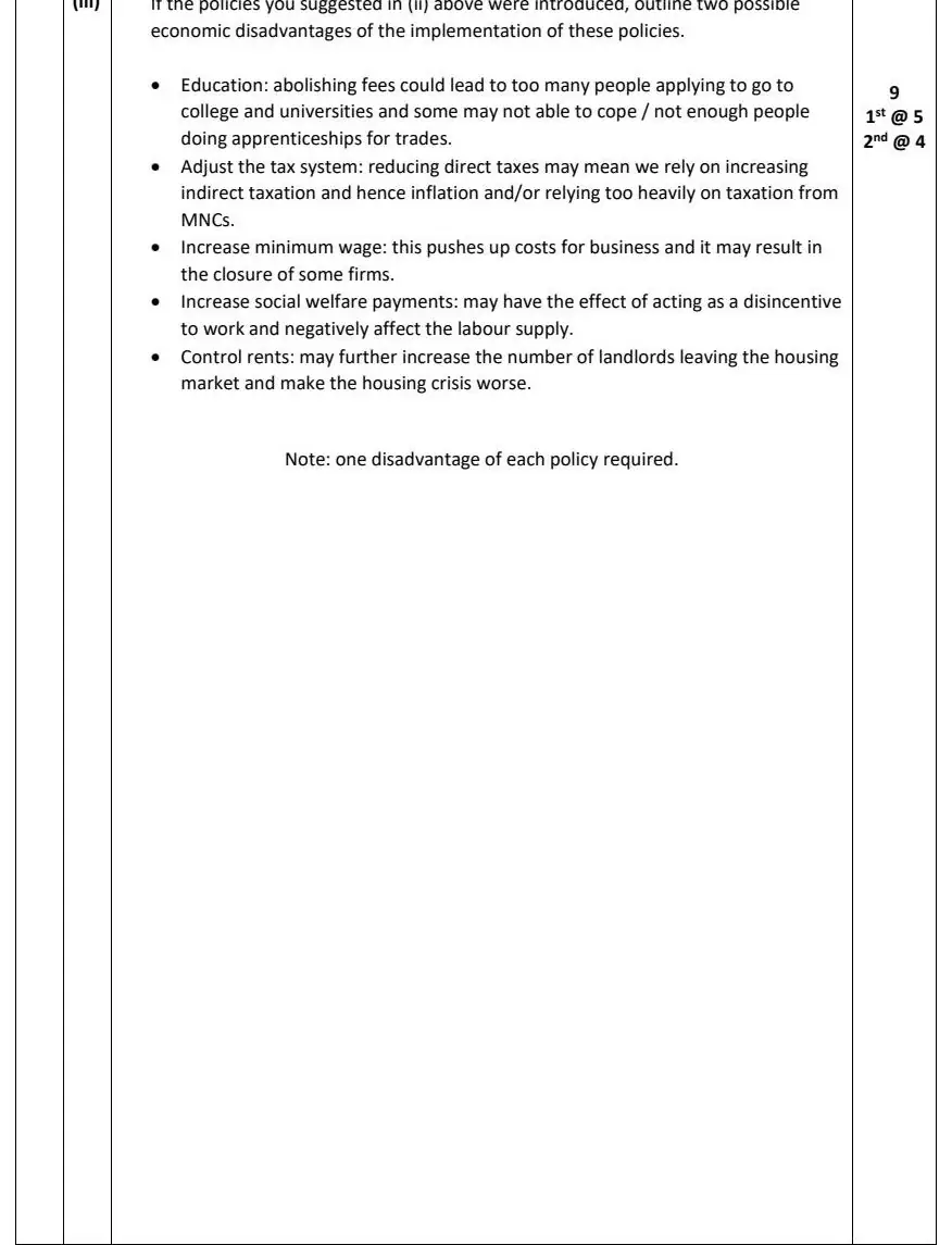 2023 Question 11 (c) marking scheme extract