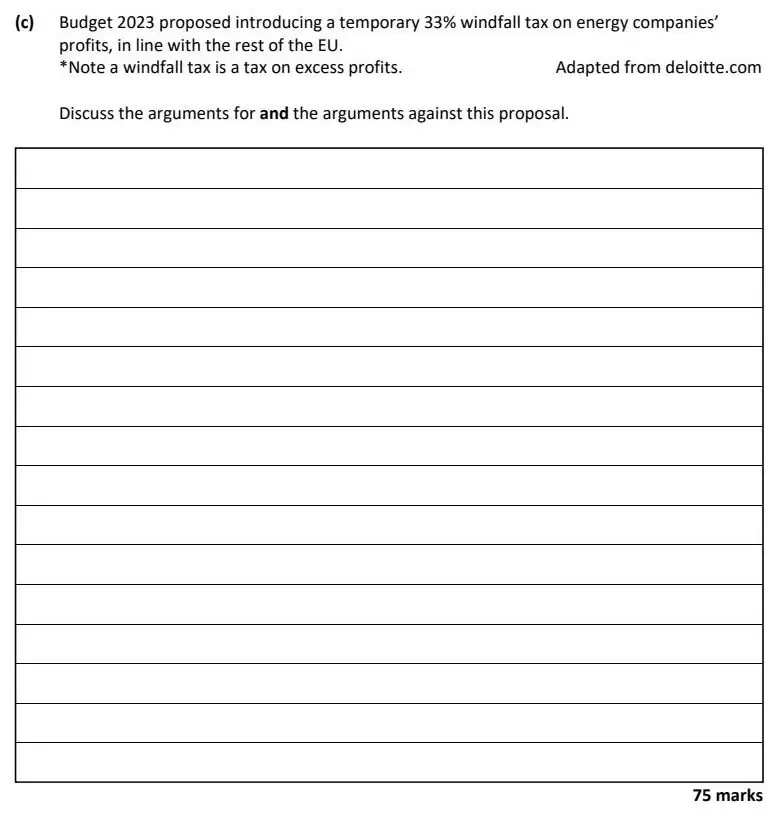 2023 Question 12 (c) exam extract