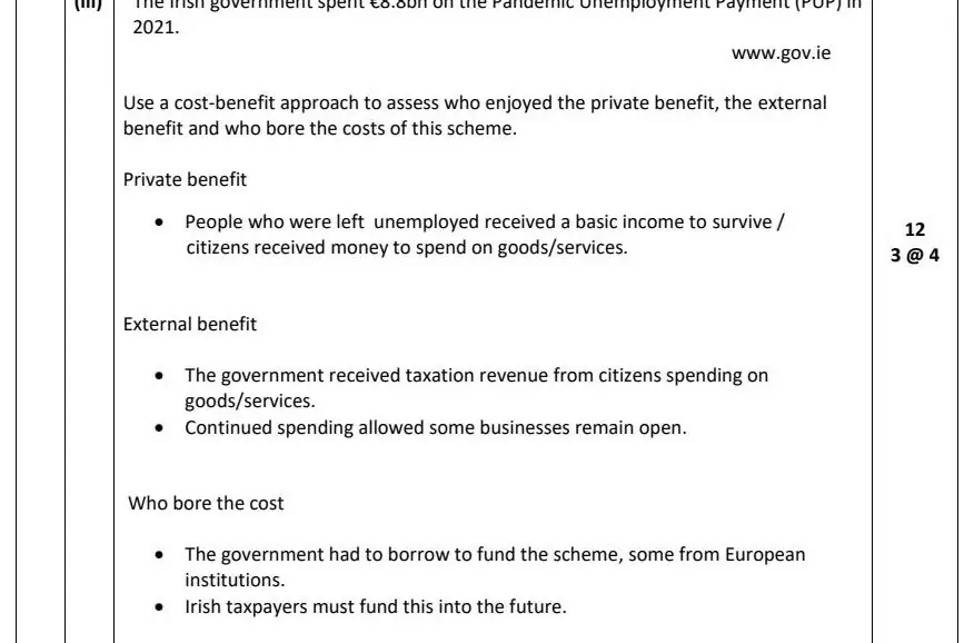 2023 Question 14 (a) & (b) marking scheme extract