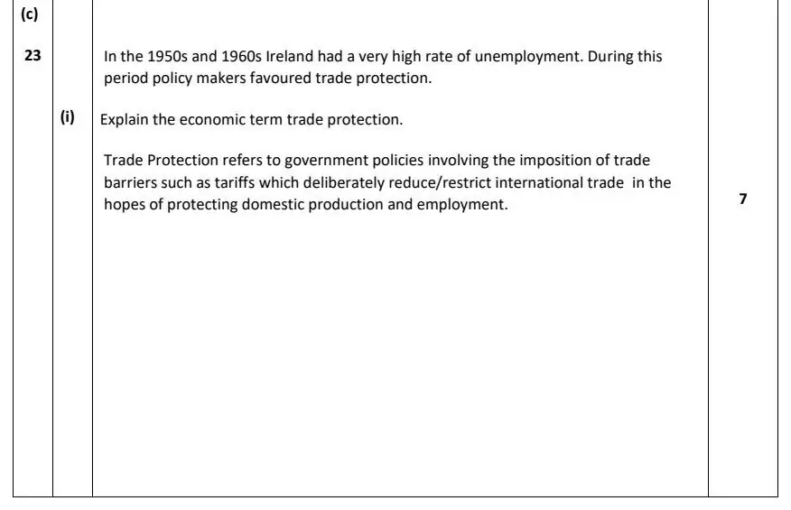 2023 Question 14 (c) marking scheme extract