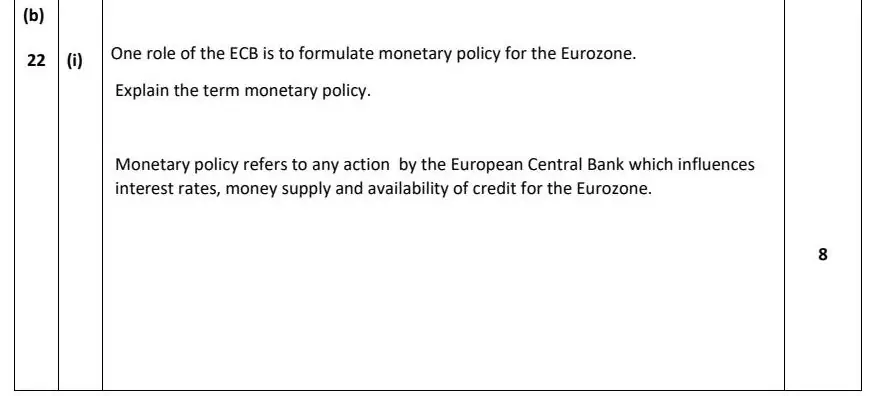 2023 Question 15 (b) marking scheme extract