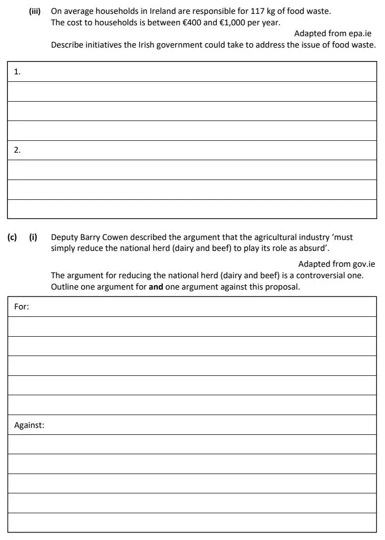 2023 Question 16 (b) exam extract