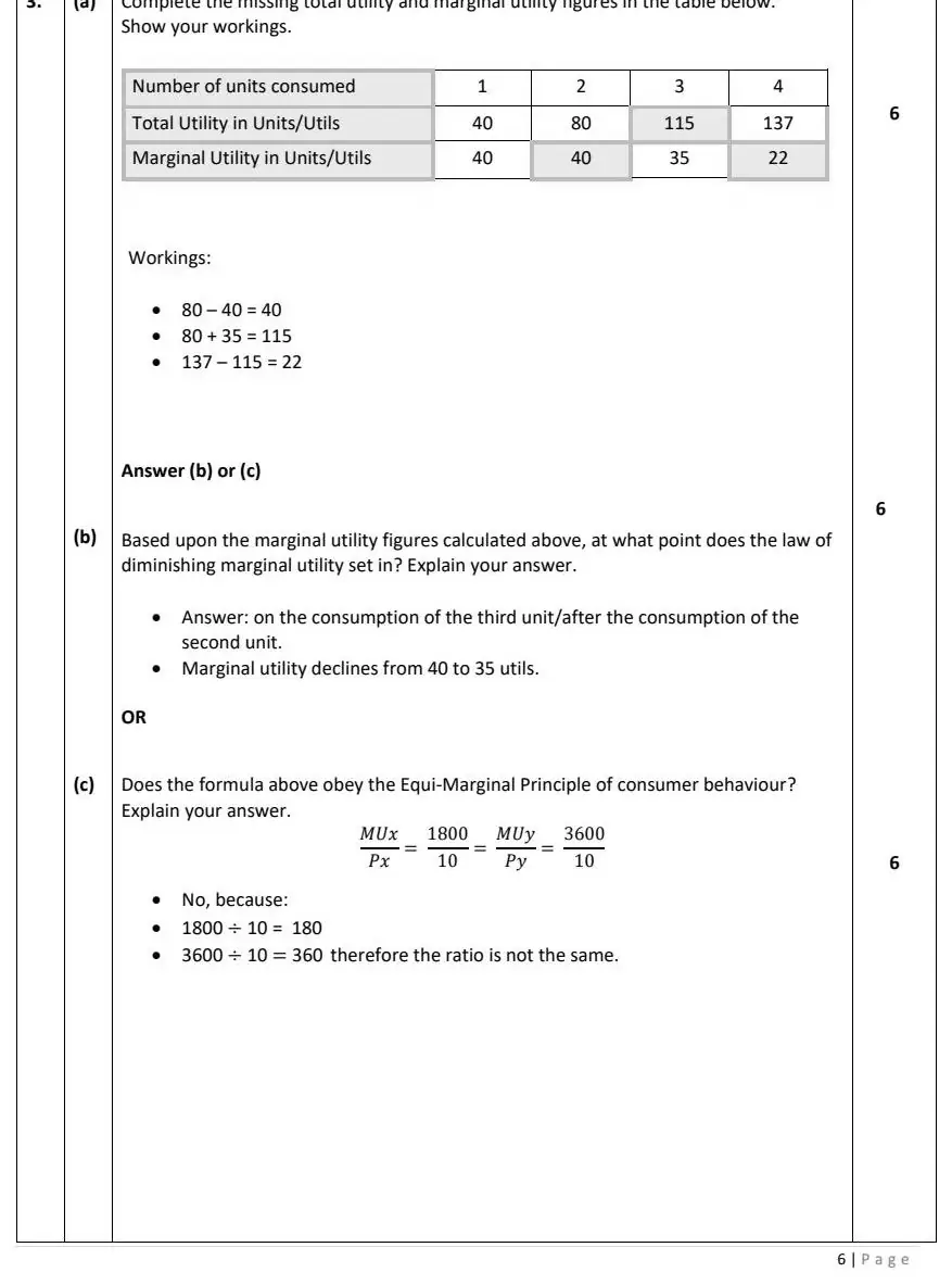 2023 Question 3 marking scheme extract