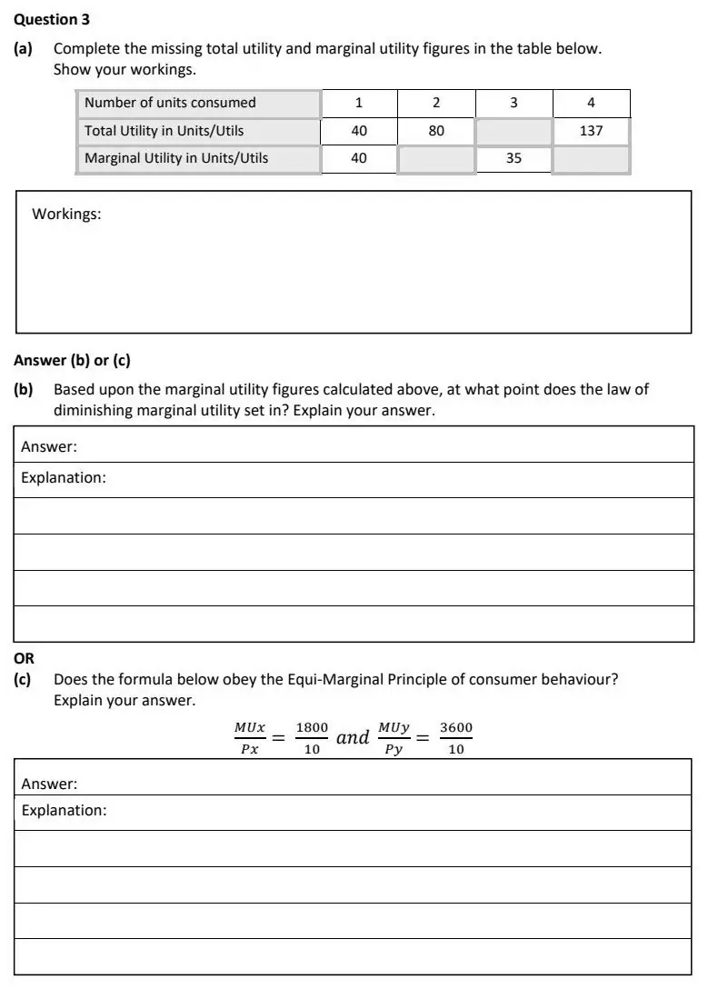 2023 Question 3 exam extract