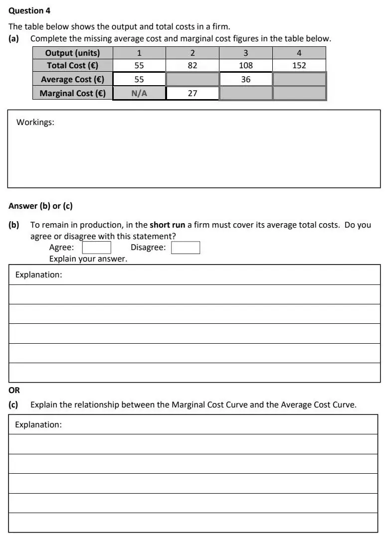 2023 Question 4 exam extract