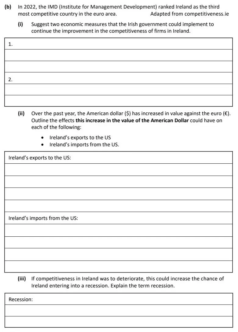 2024 Question 15 (b) exam extract