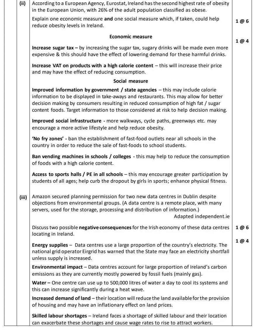 2024 Question 15 (c) marking scheme extract
