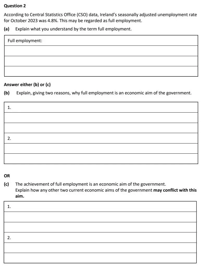 2024 Question 2 exam extract