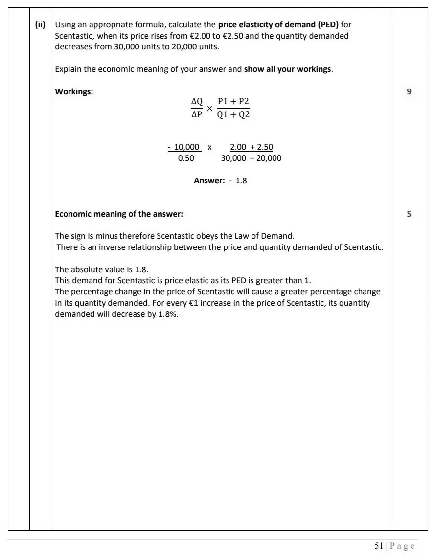 2025 Question 1 marking scheme extract