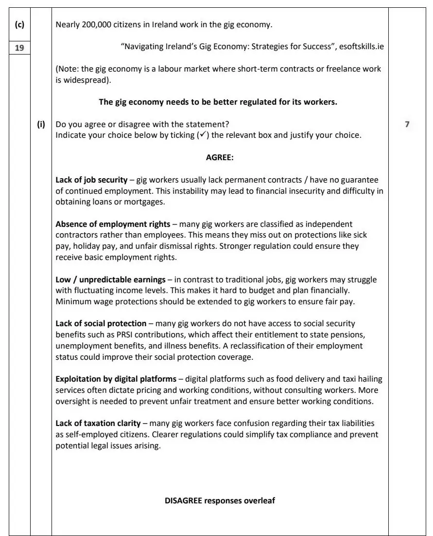 2025 Question 1 marking scheme extract