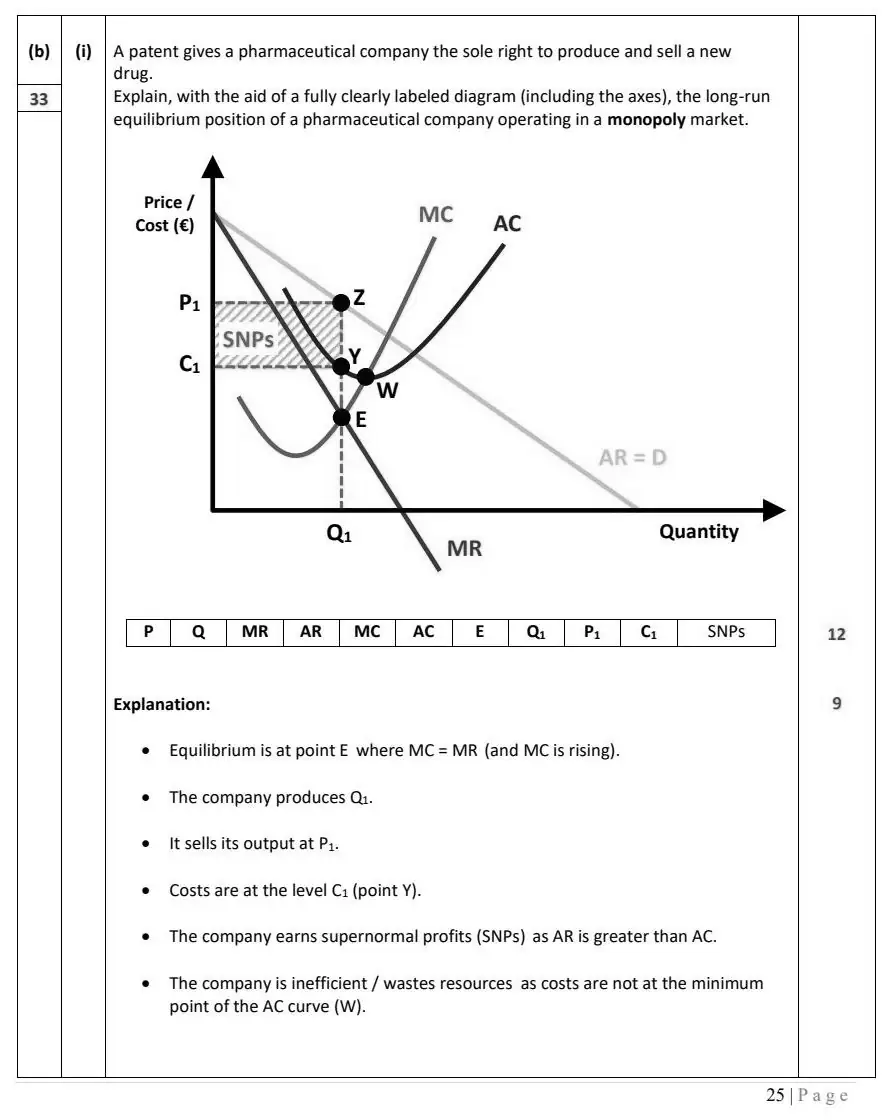 2025 Question 11 (a) & (b) marking scheme extract