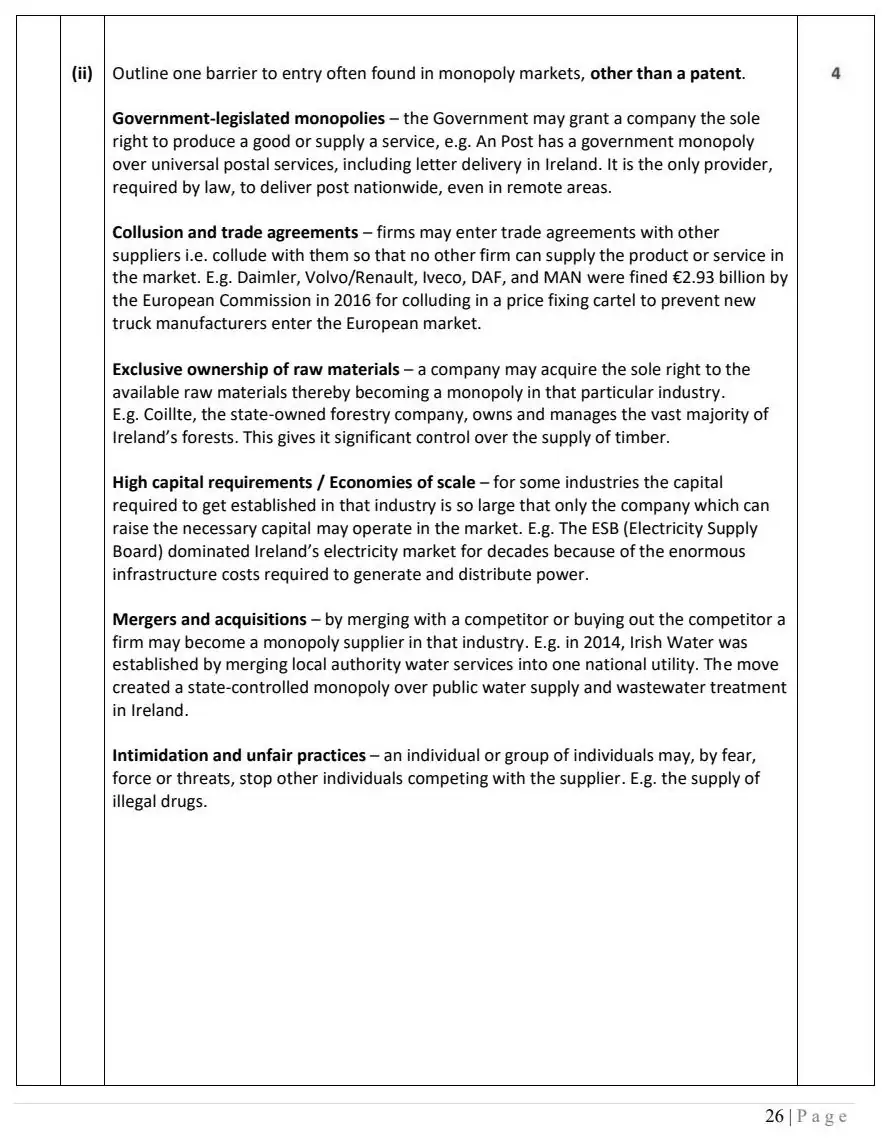 2025 Question 11 (a) & (b) marking scheme extract