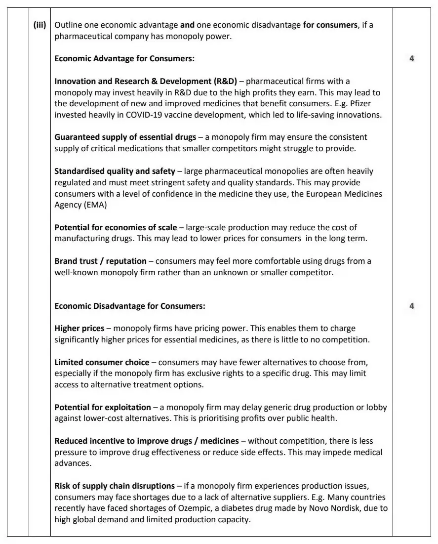 2025 Question 11 (a) & (b) marking scheme extract